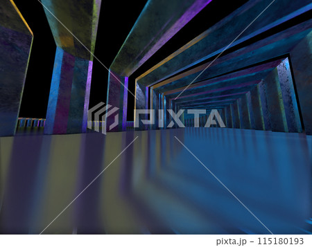 カーブしたクリスタルのトンネルの3Dイラスト 115180193