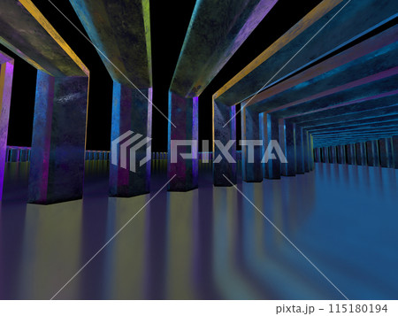 カーブしたクリスタルのトンネルの3Dイラスト 115180194