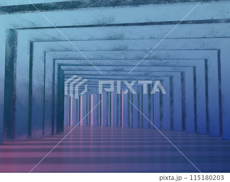 カーブしたクリスタルのトンネルの3Dイラスト 115180203