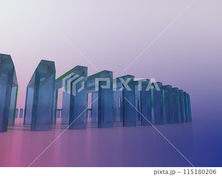 カーブしたクリスタルのトンネルの3Dイラスト 115180206