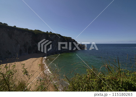 Beach of Liencres, Costa Quebrada, on a sunny day Beach of Liencres, Costa Quebrada, on a sunny day 115180263