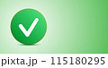 Green checkmark icon indicating confirmation on gradient background 115180295