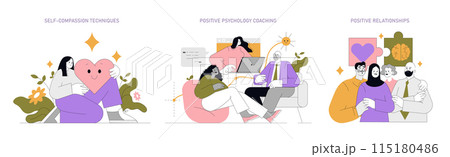Positive psychology set. Illustrating...のイラスト素材 [115180486] - PIXTA