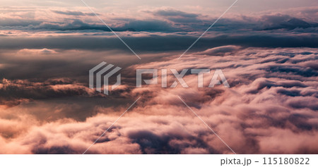 Dramatic Aerial Clouds Sunset Nature Background. Dramatic Aerial Clouds Sunset Nature Background. 115180822