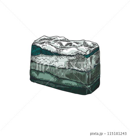 Handmade soap made by hand. Vector image on isolated background. 115181243