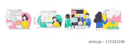 App Dev Professional Developing Software Application for Mobile Device Vector Set App Dev Professional Developing Software Application for Mobile Device Vector Set 115181286