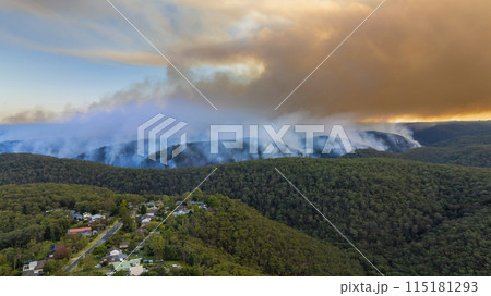 Controlled hazard reduction burning of trees and bushland in the Blue Mountains 115181293