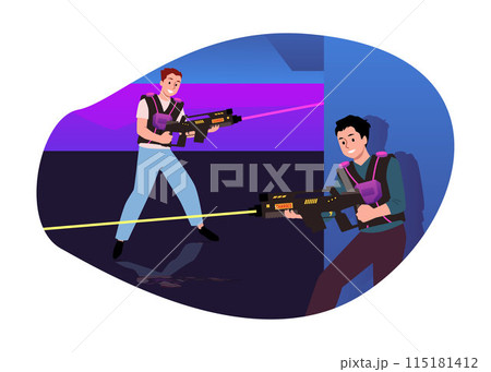 Vector illustration of a team laser tag game. Isolated iPhone. 115181412