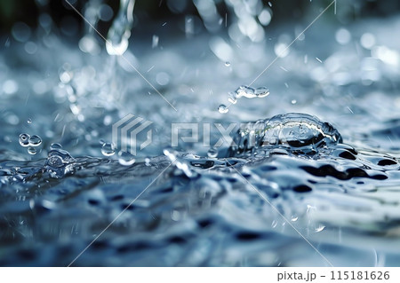 Water Droplets Splashing on Surface 115181626