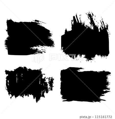 Black set paint, ink brush, brush strokes, brushes, lines, frames, grungy. Grungy brushes collection. 115181772