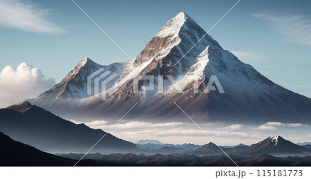 Breathtaking view of the top of the mountain above the clouds 115181773