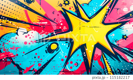 Comic book explosion background. Pop art style of graffiti background 115182217
