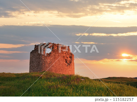 Crimean ancient fortress sunset view (Ukraine). Crimean ancient fortress sunset view (Ukraine). 115182257