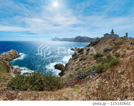 Sea coast with lighthouse (Costa Blanca, Spain). Sea coast with lighthouse (Costa Blanca, Spain). 115182602
