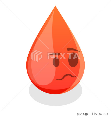 3D Isometric Flat Illustration of Women Periods Emoji Drops, Five Pain Gradation. Item 3 115182903