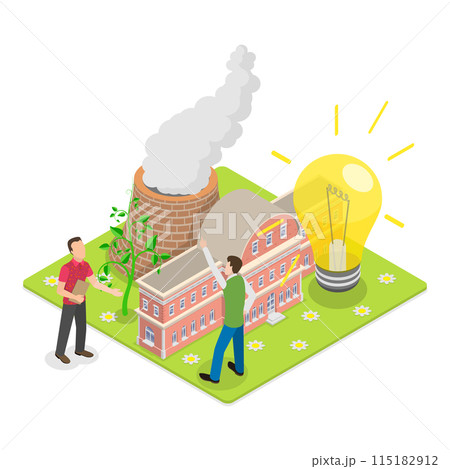 3D Isometric Flat Illustration of Sustainability, Green Eco Energy. Item 1 3D Isometric Flat Illustration of Sustainability, Green Eco Energy. Item 1 115182912