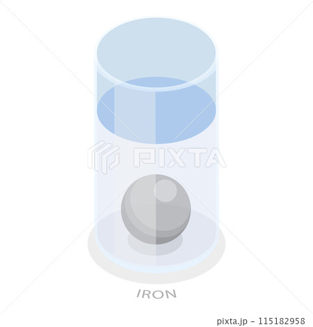 3D Isometric Flat Illustration of Buoyancy Force, Physics Educational Experiment. Item 2 115182958