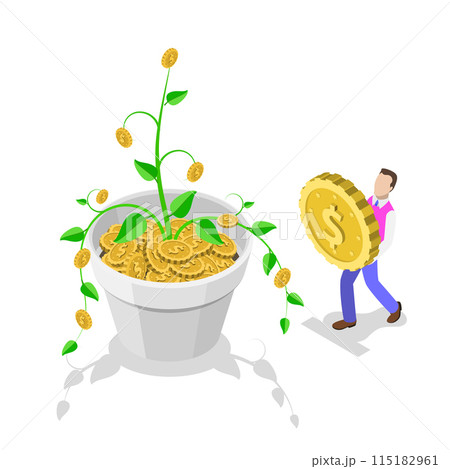 3D Isometric Flat Illustration of Financial Planing or Investment, Accounting and Budgeting. Item 1 115182961
