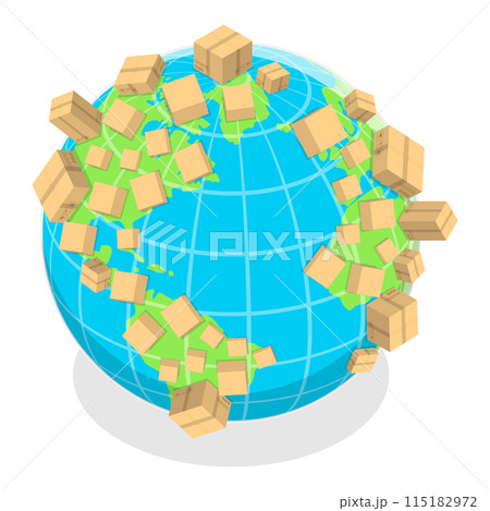 3D Isometric Flat Illustration of Global Logistics , Transport, Shipping and Delivery. Item 3 115182972