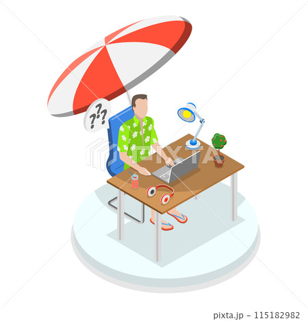 3D Isometric Flat Illustration of Hybrid Work, Remote Workplace and Distributed Team. Item 2 3D Isometric Flat Illustration of Hybrid Work, Remote Workplace and Distributed Team. Item 2 115182982