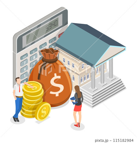 3D Isometric Flat Illustration of Funding, Grants And Incentives, Government Finance. Item 3 115182984