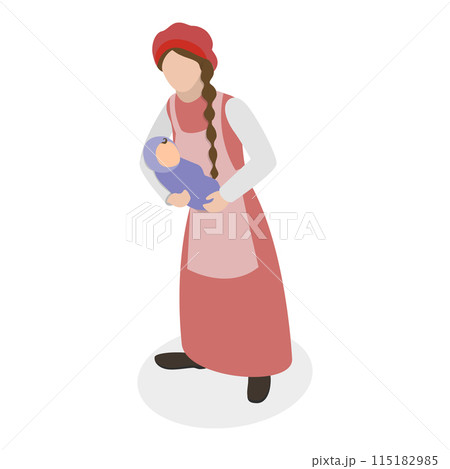 3D Isometric Flat Vector Set of British People Set, Victorian Era Persons. Item 6 115182985