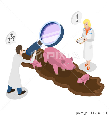3D Isometric Flat Vector Illustration of Farm Veterinary Doctor, Health Check. Item 3 3D Isometric Flat Vector Illustration of Farm Veterinary Doctor, Health Check. Item 3 115183001