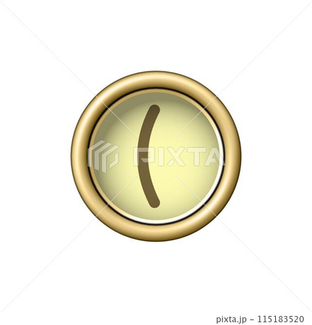 Bracket symbol. Vintage golden typewriter button isolated on white background 115183520