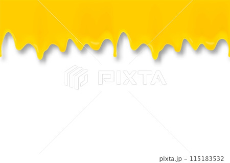 Yellow paint flowing and dripping. Abstract banner with shadow Yellow paint flowing and dripping. Abstract banner with shadow 115183532