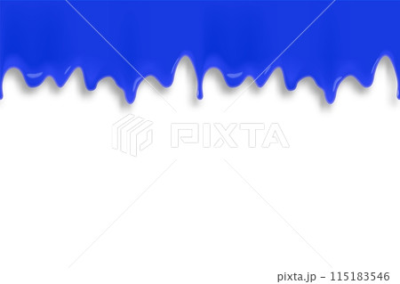 Blue paint flowing and dripping. Abstract banner with shadow 115183546