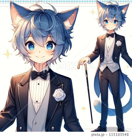 No.82 ♡⃛レジン ヘアゴム ネコ 猫耳男子 可愛い系イケメン