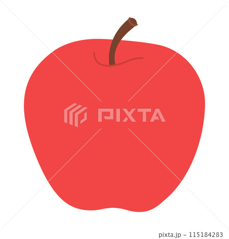 Red juicy ripe apple Hand drawn trendy flat style Red juicy ripe apple Hand drawn trendy flat style 115184283