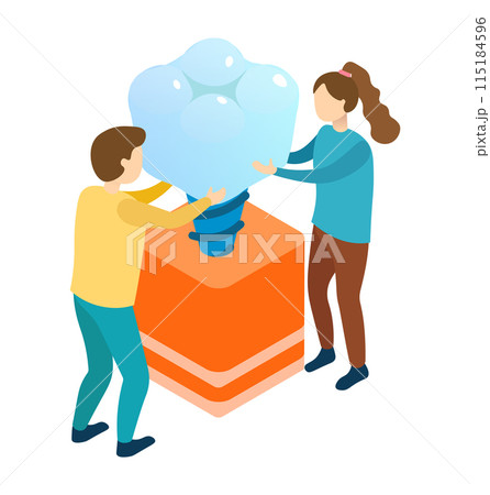 Dental Implantation concept on transparent background, isometric flat design vector illustration 115184596