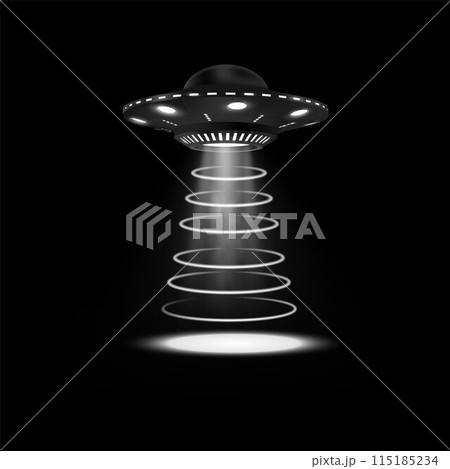 UFO vector illustration with spiral beam UFO vector illustration with spiral beam 115185234