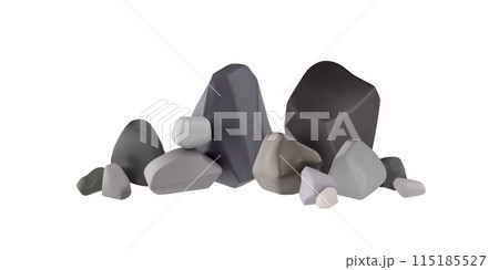 Gray rocks 3D vector illustration icon set 115185527