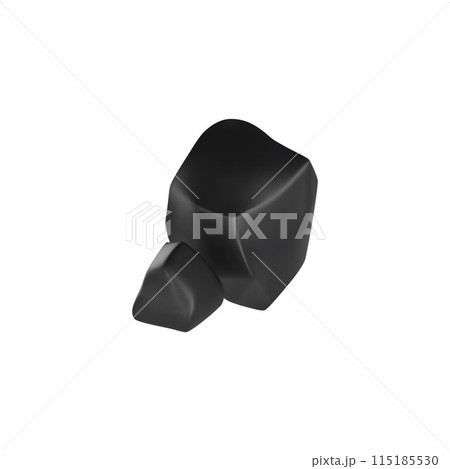 3D stone rocks, volumetric black cobblestones vector illustration, realistic granite stone block, glossy boulder debris 3D stone rocks, volumetric black cobblestones vector illustration, realistic granite stone block, glossy boulder debris 115185530