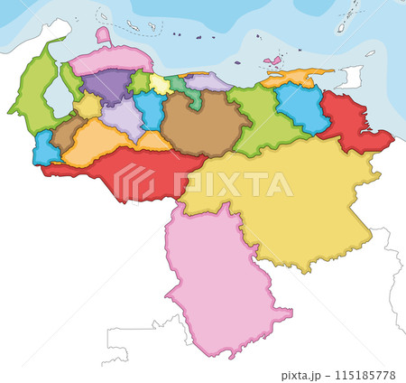 Vector Illustrated Blank Map Of Venezuela With 115185778 115185778