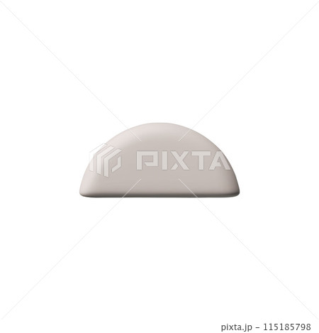 White hemisphere 3D model vector icon, geometric glossy figure, half ball volumetric shape, Brutalism, Bauhaus concept 115185798
