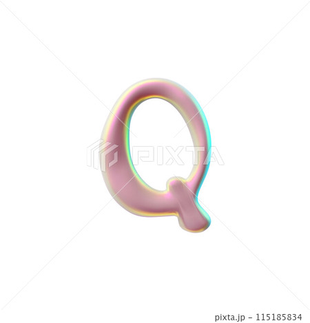 Stylish letter Q Y2K style 3D icon vector illustration 115185834