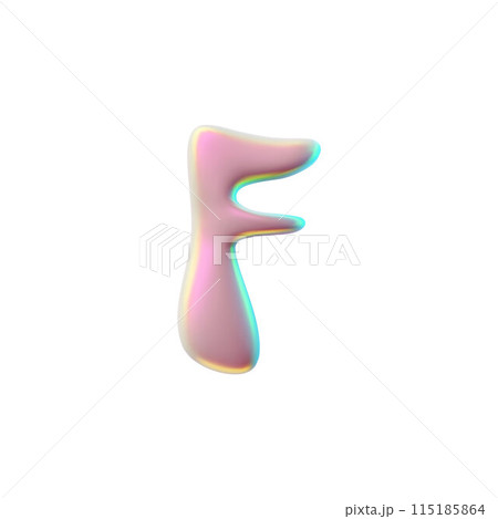 Metallic letter F Y2K style 3D icon vector illustration 115185864