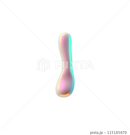 3d vector letter I in holographic pink color with rainbow gradient on a white background 115185870
