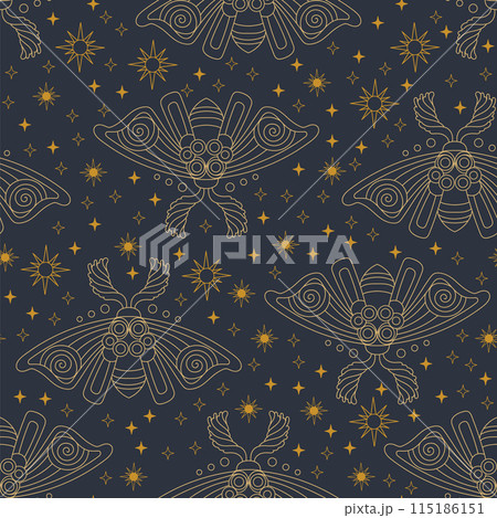 Moth and stars seamless pattern vector illustration Moth and stars seamless pattern vector illustration 115186151