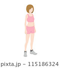 ベクター素材　ダイエット　ジム　直立する女性 線無し 115186324