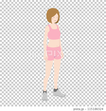 Vector material Diet Gym Upright woman No lines Vector material Diet Gym Upright woman No lines 115186324