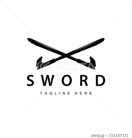 Sword weapon inspiration silhouette design illustration simple minimalist sword logo template 115187131