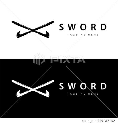 Sword weapon inspiration silhouette design illustration simple minimalist sword logo template 115187132