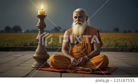 Senior man buddhist. happy guru purnima concept  115187555