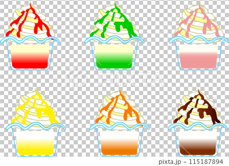 Colorful sundaes and soft serve ice cream 115187894