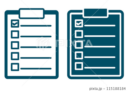 チェックリストを挟んだシンプルなバインダーのイラストセット 115188184