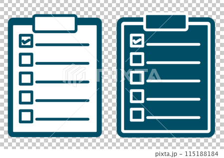 A set of illustrations of a simple binder with a checklist 115188184